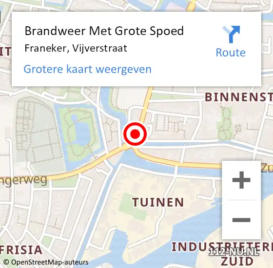 Locatie op kaart van de 112 melding: Brandweer Met Grote Spoed Naar Franeker, Vijverstraat op 8 november 2014 09:25