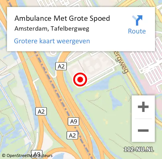 Locatie op kaart van de 112 melding: Ambulance Met Grote Spoed Naar Amsterdam, Tafelbergweg op 28 februari 2025 23:25