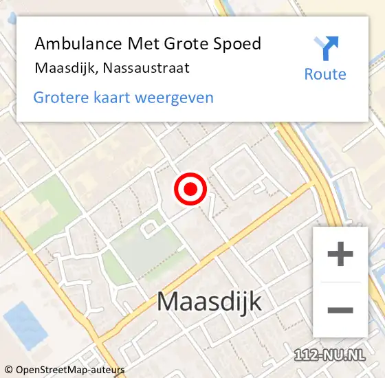 Locatie op kaart van de 112 melding: Ambulance Met Grote Spoed Naar Maasdijk, Nassaustraat op 8 november 2014 09:31