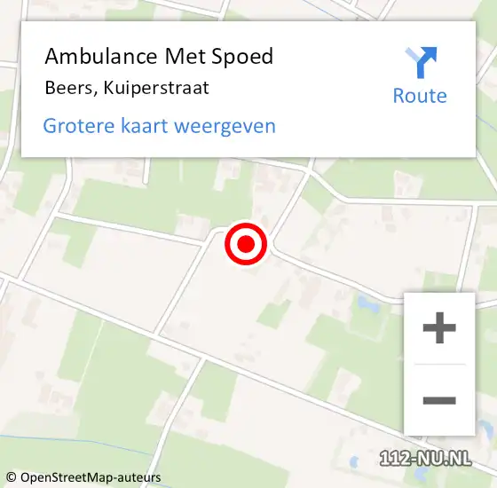 Locatie op kaart van de 112 melding: Ambulance Met Spoed Naar Beers, Kuiperstraat op 8 november 2014 09:40