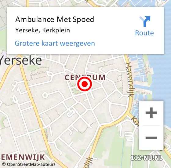 Locatie op kaart van de 112 melding: Ambulance Met Spoed Naar Yerseke, Kerkplein op 20 oktober 2013 10:51