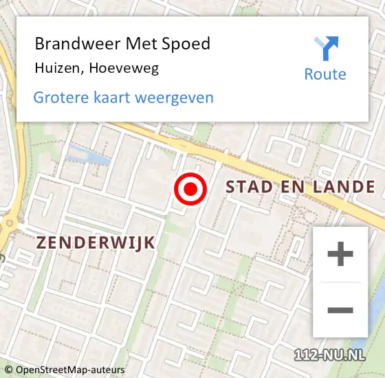 Locatie op kaart van de 112 melding: Brandweer Met Spoed Naar Huizen, Hoeveweg op 1 maart 2025 10:10
