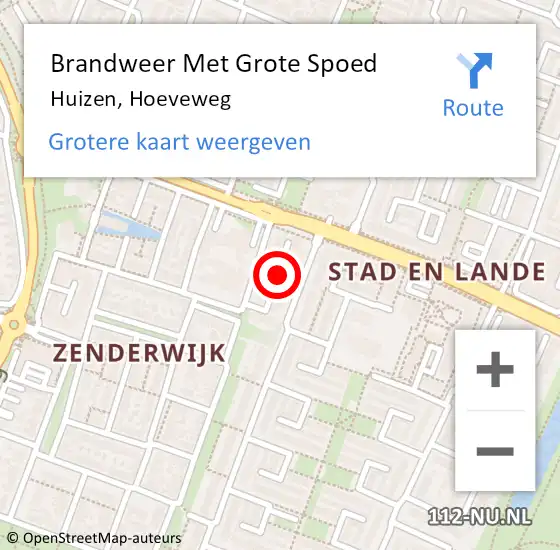 Locatie op kaart van de 112 melding: Brandweer Met Grote Spoed Naar Huizen, Hoeveweg op 1 maart 2025 10:11