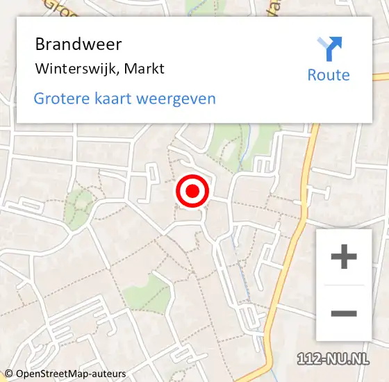 Locatie op kaart van de 112 melding: Brandweer Winterswijk, Markt op 1 maart 2025 12:49