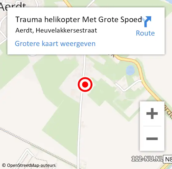 Locatie op kaart van de 112 melding: Trauma helikopter Met Grote Spoed Naar Aerdt, Heuvelakkersestraat op 1 maart 2025 14:07