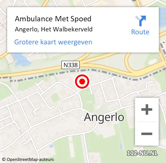 Locatie op kaart van de 112 melding: Ambulance Met Spoed Naar Angerlo, Het Walbekerveld op 8 november 2014 10:43