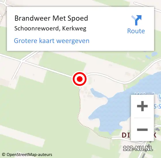 Locatie op kaart van de 112 melding: Brandweer Met Spoed Naar Schoonrewoerd, Kerkweg op 8 november 2014 10:51