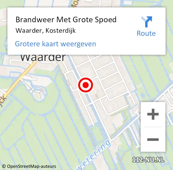Locatie op kaart van de 112 melding: Brandweer Met Grote Spoed Naar Waarder, Kosterdijk op 1 maart 2025 21:08