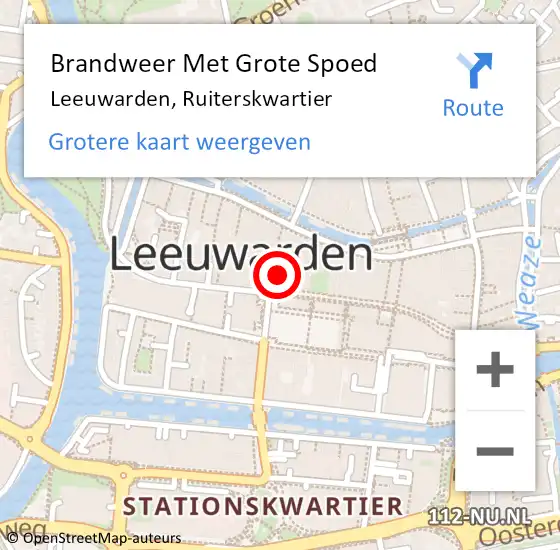 Locatie op kaart van de 112 melding: Brandweer Met Grote Spoed Naar Leeuwarden, Ruiterskwartier op 1 maart 2025 21:59