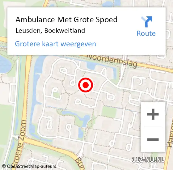 Locatie op kaart van de 112 melding: Ambulance Met Grote Spoed Naar Leusden, Boekweitland op 8 november 2014 11:14