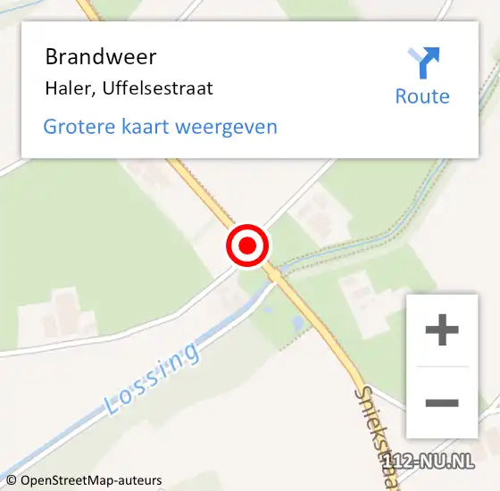 Locatie op kaart van de 112 melding: Brandweer Haler, Uffelsestraat op 8 november 2014 11:21