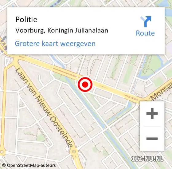 Locatie op kaart van de 112 melding: Politie Voorburg, Koningin Julianalaan op 8 november 2014 11:24