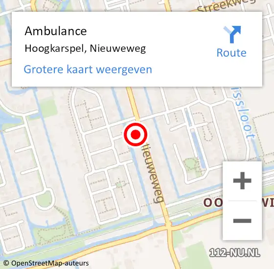 Locatie op kaart van de 112 melding: Ambulance Hoogkarspel, Nieuweweg op 2 maart 2025 07:17