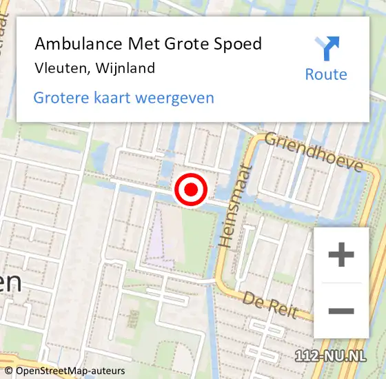 Locatie op kaart van de 112 melding: Ambulance Met Grote Spoed Naar Vleuten, Wijnland op 8 november 2014 11:49