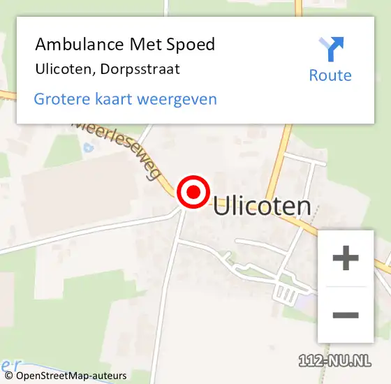 Locatie op kaart van de 112 melding: Ambulance Met Spoed Naar Ulicoten, Dorpsstraat op 8 november 2014 12:18