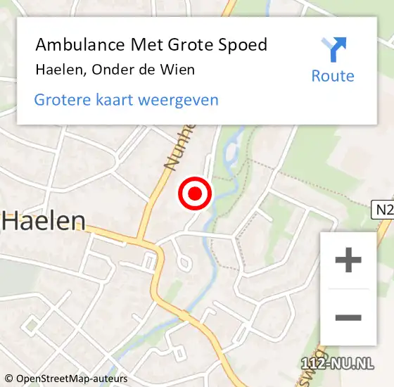 Locatie op kaart van de 112 melding: Ambulance Met Grote Spoed Naar Haelen, Onder de Wien op 8 november 2014 12:21