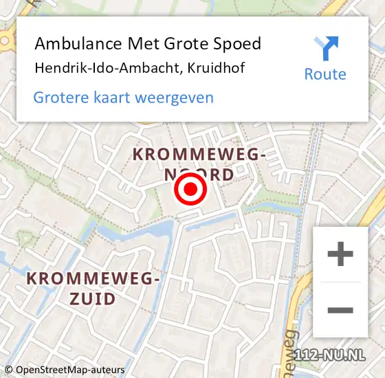 Locatie op kaart van de 112 melding: Ambulance Met Grote Spoed Naar Hendrik-Ido-Ambacht, Kruidhof op 2 maart 2025 18:04