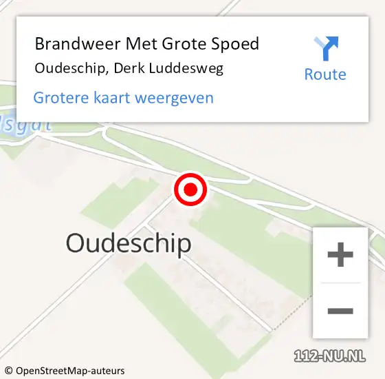 Locatie op kaart van de 112 melding: Brandweer Met Grote Spoed Naar Oudeschip, Derk Luddesweg op 8 november 2014 12:33