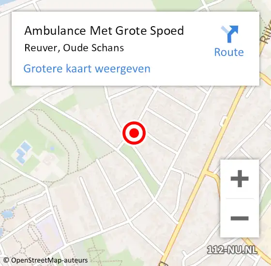 Locatie op kaart van de 112 melding: Ambulance Met Grote Spoed Naar Reuver, Oude Schans op 8 november 2014 12:38