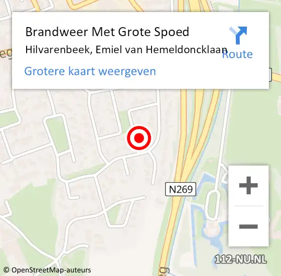 Locatie op kaart van de 112 melding: Brandweer Met Grote Spoed Naar Hilvarenbeek, Emiel van Hemeldoncklaan op 2 maart 2025 20:53