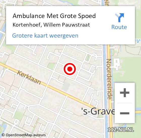 Locatie op kaart van de 112 melding: Ambulance Met Grote Spoed Naar Kortenhoef, Willem Pauwstraat op 8 november 2014 13:06