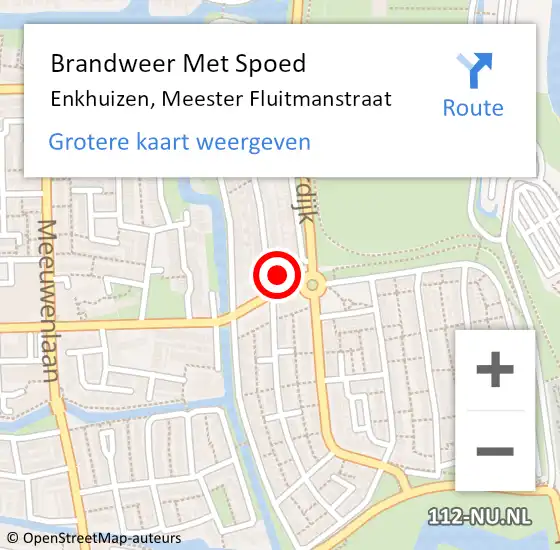 Locatie op kaart van de 112 melding: Brandweer Met Spoed Naar Enkhuizen, Meester Fluitmanstraat op 3 maart 2025 04:09