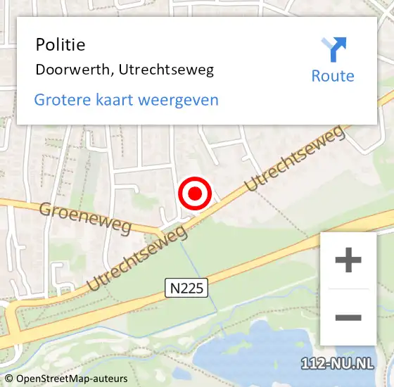 Locatie op kaart van de 112 melding: Politie Doorwerth, Utrechtseweg op 3 maart 2025 07:38