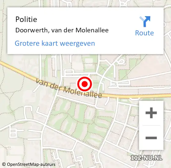 Locatie op kaart van de 112 melding: Politie Doorwerth, van der Molenallee op 3 maart 2025 07:53