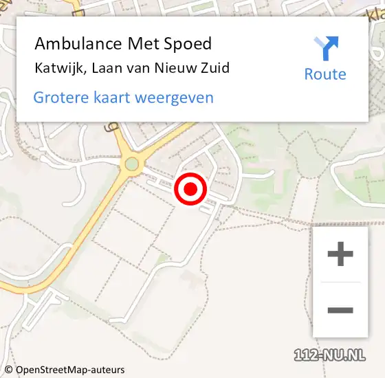 Locatie op kaart van de 112 melding: Ambulance Met Spoed Naar Katwijk, Laan van Nieuw Zuid op 8 november 2014 13:41