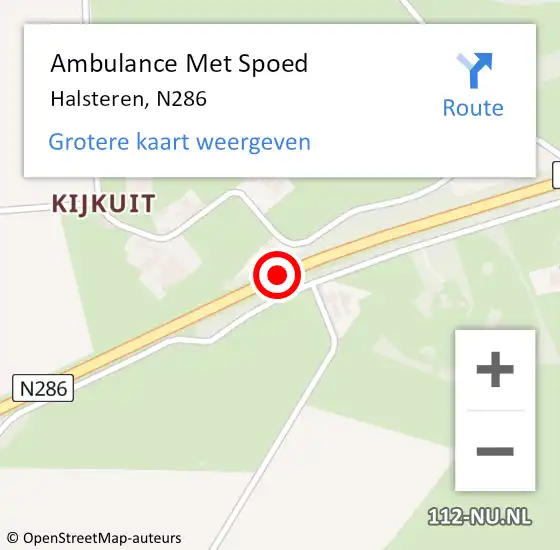 Locatie op kaart van de 112 melding: Ambulance Met Spoed Naar Halsteren, N286 op 8 november 2014 13:47