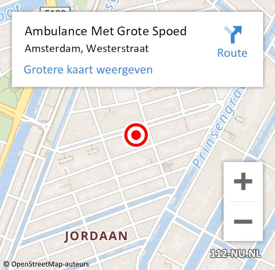 Locatie op kaart van de 112 melding: Ambulance Met Grote Spoed Naar Amsterdam, Westerstraat op 3 maart 2025 15:06