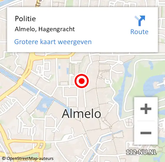 Locatie op kaart van de 112 melding: Politie Almelo, Hagengracht op 3 maart 2025 15:28