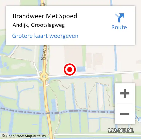 Locatie op kaart van de 112 melding: Brandweer Met Spoed Naar Andijk, Grootslagweg op 8 november 2014 14:22