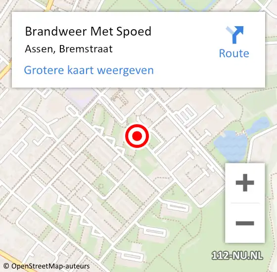 Locatie op kaart van de 112 melding: Brandweer Met Spoed Naar Assen, Bremstraat op 8 november 2014 14:38