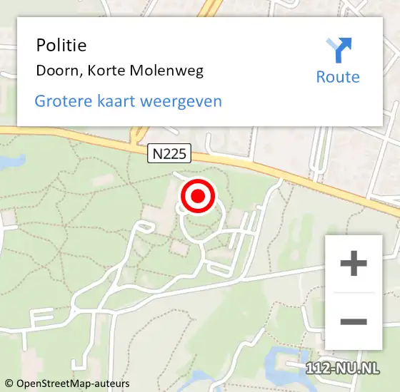 Locatie op kaart van de 112 melding: Politie Doorn, Korte Molenweg op 3 maart 2025 20:15