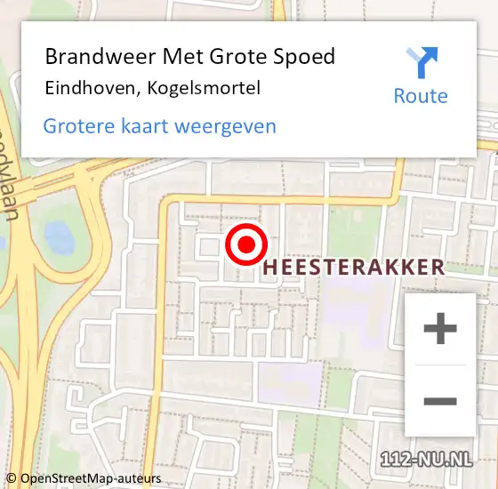 Locatie op kaart van de 112 melding: Brandweer Met Grote Spoed Naar Eindhoven, Kogelsmortel op 3 maart 2025 21:15