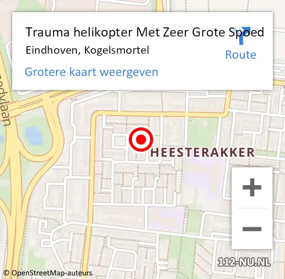 Locatie op kaart van de 112 melding: Trauma helikopter Met Zeer Grote Spoed Naar Eindhoven, Kogelsmortel op 3 maart 2025 21:15