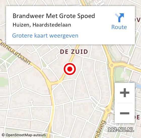 Locatie op kaart van de 112 melding: Brandweer Met Grote Spoed Naar Huizen, Haardstedelaan op 3 maart 2025 23:13