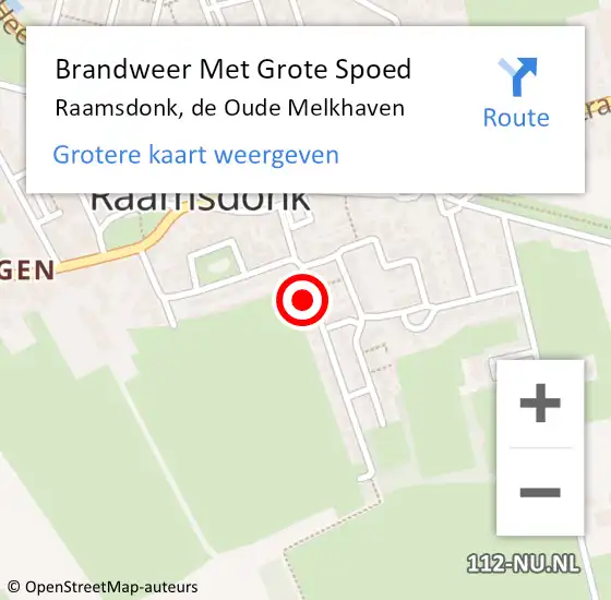 Locatie op kaart van de 112 melding: Brandweer Met Grote Spoed Naar Raamsdonk, de Oude Melkhaven op 3 maart 2025 23:45