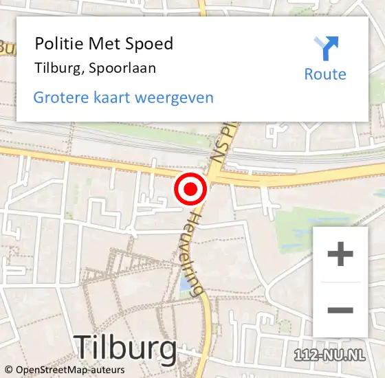 Locatie op kaart van de 112 melding: Politie Met Spoed Naar Tilburg, Spoorlaan op 4 maart 2025 02:33