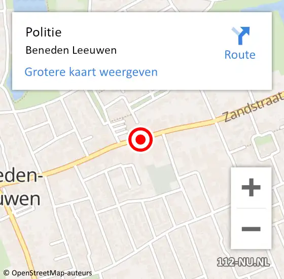 Locatie op kaart van de 112 melding: Politie Beneden Leeuwen op 8 november 2014 15:28