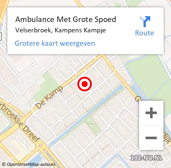 Locatie op kaart van de 112 melding: Ambulance Met Grote Spoed Naar Velserbroek, Kampens Kampje op 8 november 2014 15:32