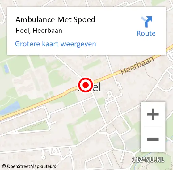 Locatie op kaart van de 112 melding: Ambulance Met Spoed Naar Heel, Heerbaan op 8 november 2014 15:35