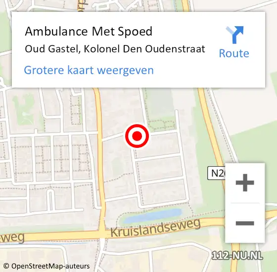 Locatie op kaart van de 112 melding: Ambulance Met Spoed Naar Oud Gastel, Kolonel den Oudenstraat op 8 november 2014 15:47