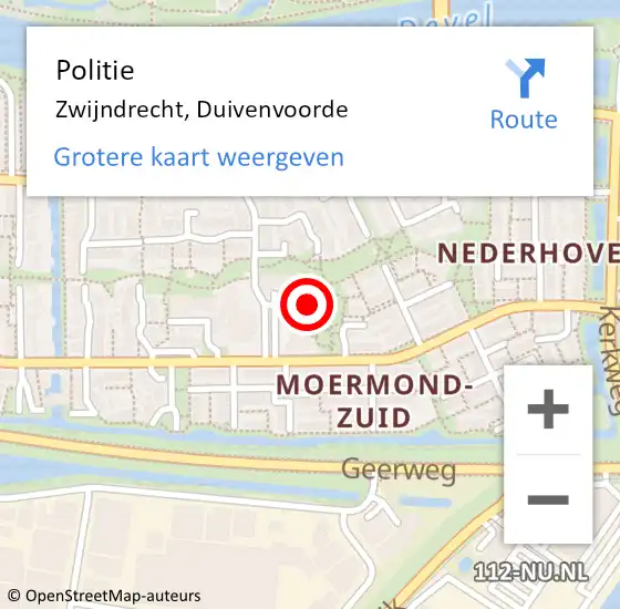 Locatie op kaart van de 112 melding: Politie Zwijndrecht, Duivenvoorde op 4 maart 2025 12:56