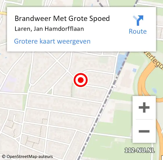 Locatie op kaart van de 112 melding: Brandweer Met Grote Spoed Naar Laren, Jan Hamdorfflaan op 4 maart 2025 13:04