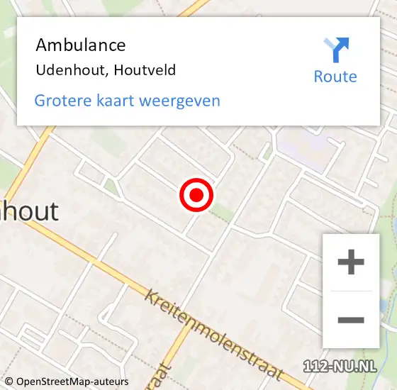 Locatie op kaart van de 112 melding: Ambulance Udenhout, Houtveld op 8 november 2014 16:08