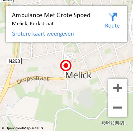 Locatie op kaart van de 112 melding: Ambulance Met Grote Spoed Naar Melick, Kerkstraat op 20 oktober 2013 11:50