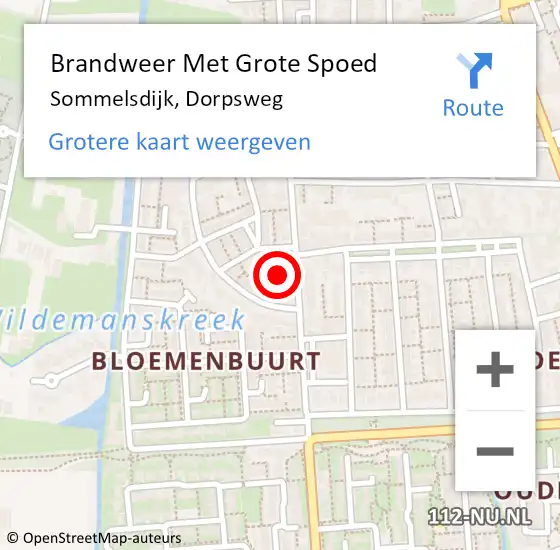 Locatie op kaart van de 112 melding: Brandweer Met Grote Spoed Naar Sommelsdijk, Dorpsweg op 8 november 2014 16:34