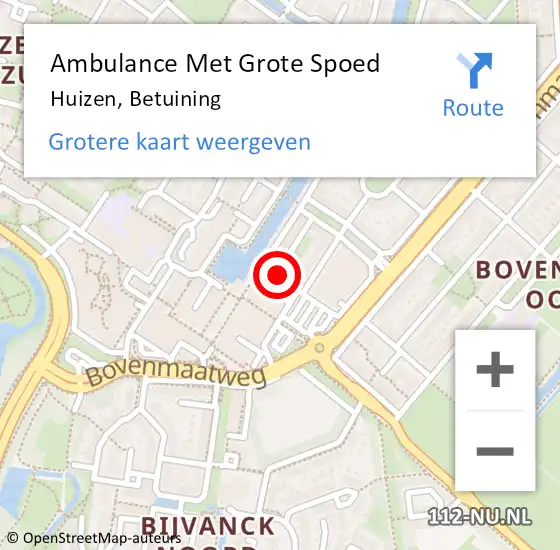 Locatie op kaart van de 112 melding: Ambulance Met Grote Spoed Naar Huizen, Betuining op 8 november 2014 16:55